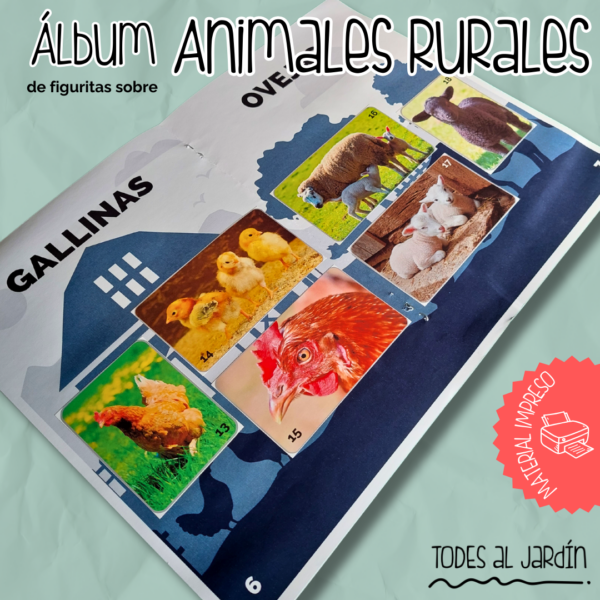 Álbum y Figuritas de Animales Rurales - Pack IMPRESO x10 unidades - Imagen 3