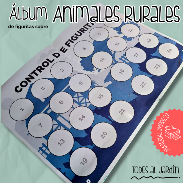 Álbum y Figuritas de Animales Rurales - Pack IMPRESO x10 unidades - Imagen 2