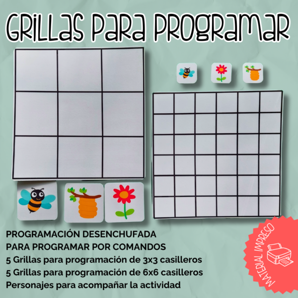 Grillas para Programación Desenchufada IMPRESAS x 10 unidades